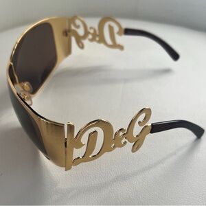 Dolce & Gabbana Logo/ Script Vintage Gold Sunglasses ✨